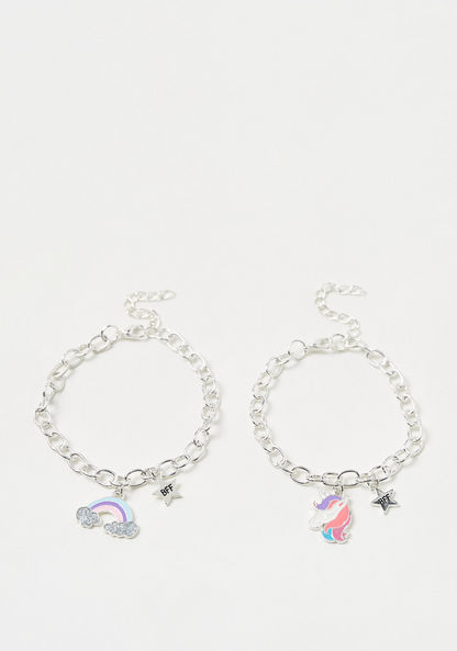 Charmz Metallic Bracelet with Charm and Lobster Clasp Closure - Set of 2-Jewellery-image-0