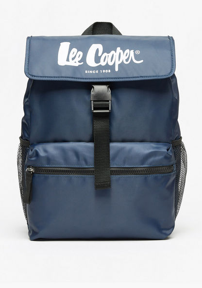 Lee Cooper Logo Print Backpack with Adjustable Straps and Buckle Closure-Boy%27s Backpacks-image-0