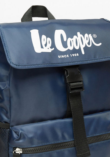 Lee Cooper Logo Print Backpack with Adjustable Straps and Buckle Closure