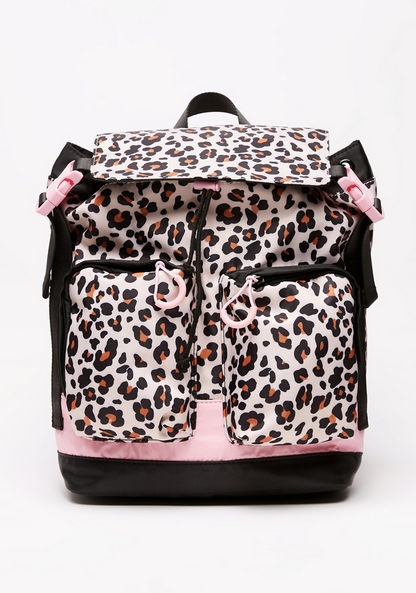 Missy Animal Print Backpack with Buckle Closure and Adjustable Straps