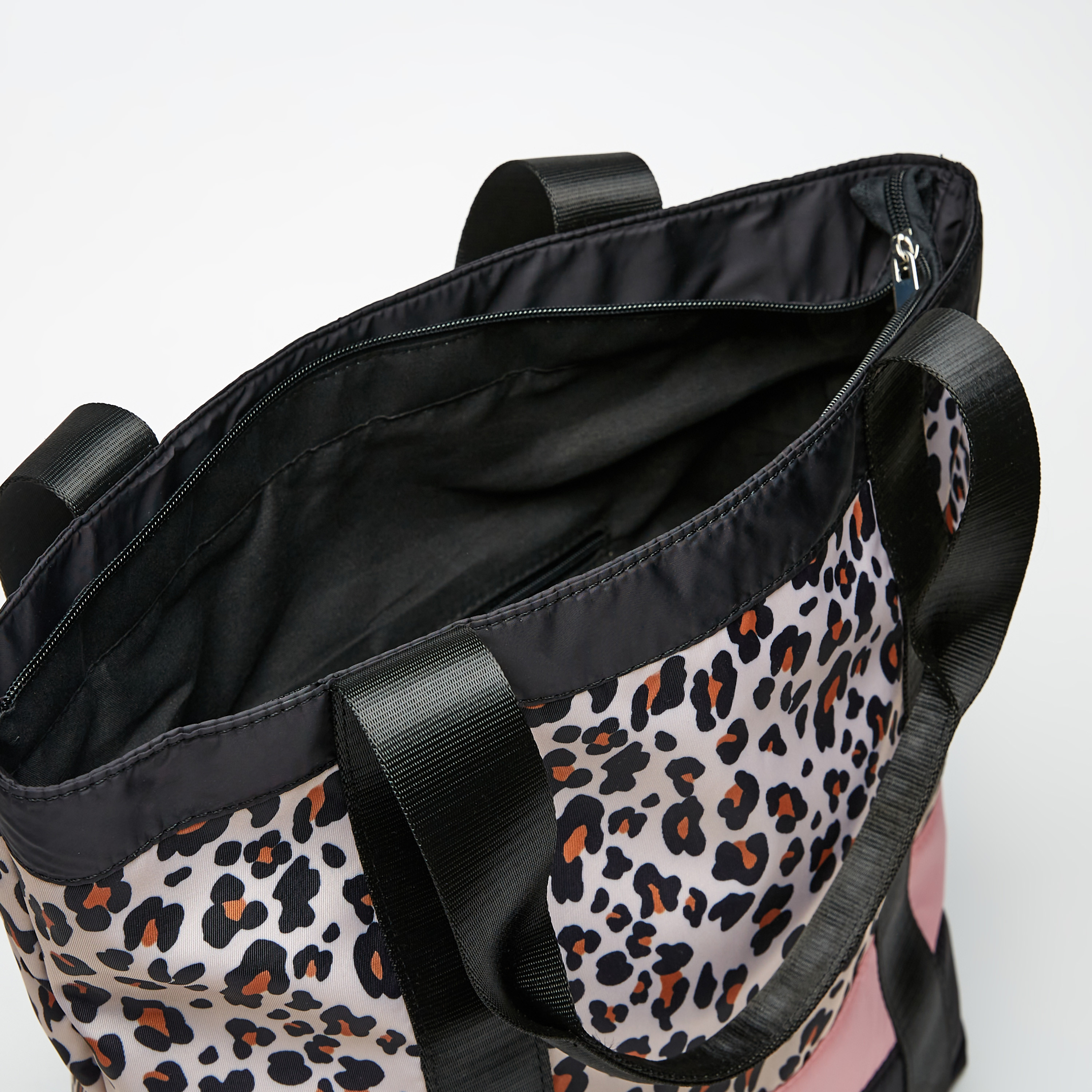 Buy Missy Animal Print Tote Bag with Zip Closure and Double Handle