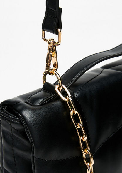 Haadana Quilted Satchel Bag with Metallic Detail and Twist Clasp-Women%27s Handbags-image-3