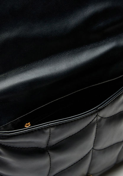 Haadana Quilted Satchel Bag with Metallic Detail and Twist Clasp-Women%27s Handbags-image-6