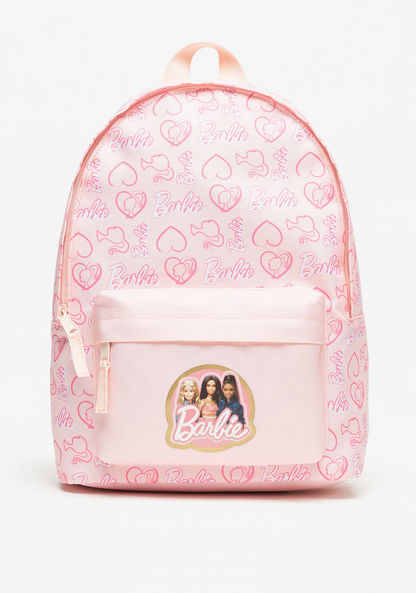 Barbie Print Backpack with Adjustable Shoulder Straps and Zip Closure-Girl%27s Backpacks-image-0