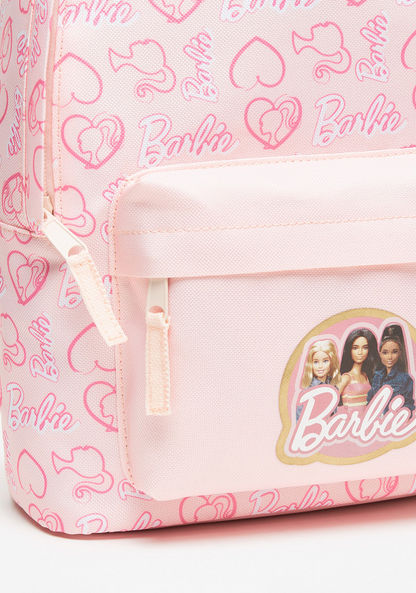 Barbie Print Backpack with Adjustable Shoulder Straps and Zip Closure