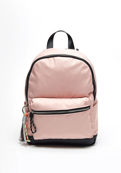 Missy Solid Mini Backpack with Contrast Detail and Shoulder Straps