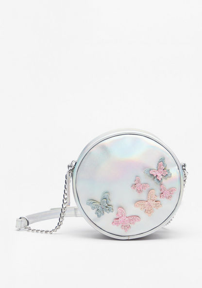 Little Missy Butterfly Applique Crossbody Bag with Chain Strap