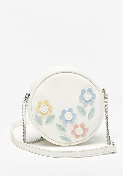 Little Missy Floral Applique Crossbody Bag with Chain Strap