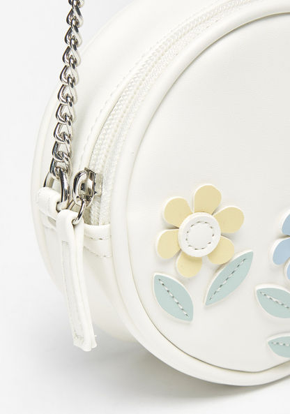 Little Missy Floral Applique Crossbody Bag with Chain Strap