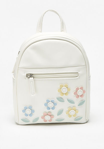 Little Missy Floral Applique Backpack with Adjustable Straps-Girl%27s Backpacks-image-0