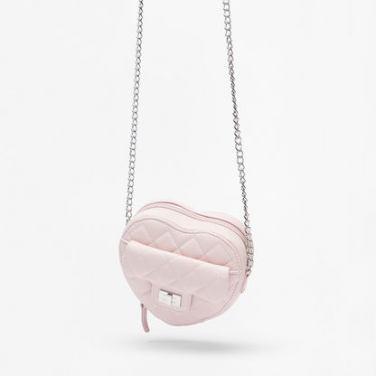 Little Missy Quilted Heart Shaped Crossbody Bag with Zip Closure-Girl%27s Bags-image-1