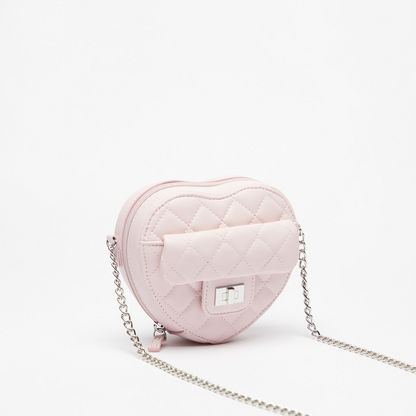 Little Missy Quilted Heart Shaped Crossbody Bag with Zip Closure-Girl%27s Bags-image-2