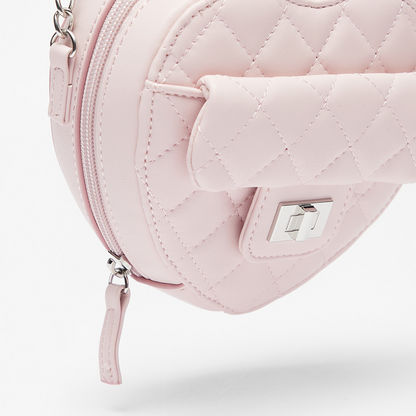 Little Missy Quilted Heart Shaped Crossbody Bag with Zip Closure-Girl%27s Bags-image-3