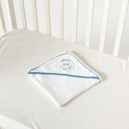 Juniors Embroidered Receiving Blanket with Hood - 80x80 cms-Receiving Blankets-image-0