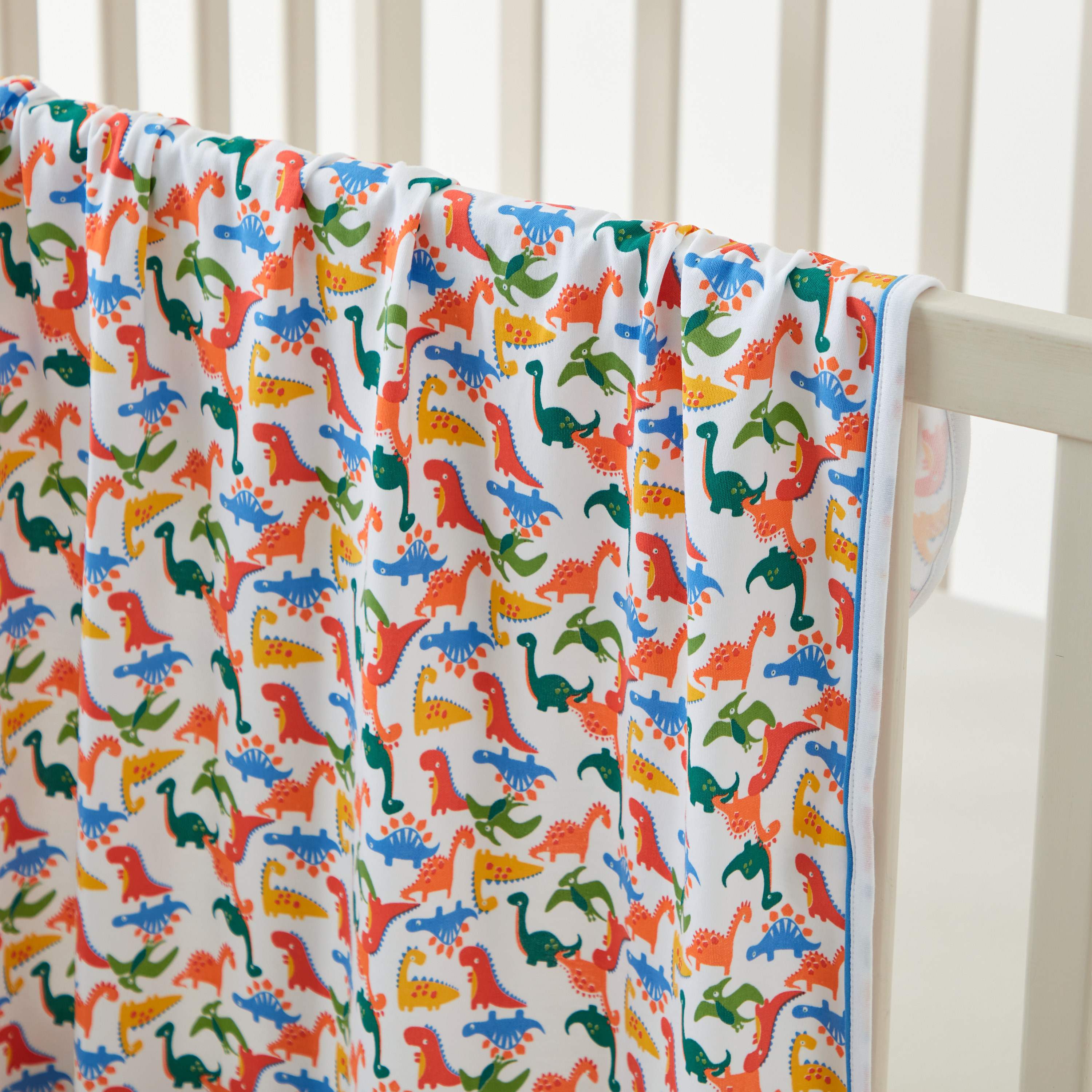 Juniors All-Over Dinosaur Print Receiving Blanket - 80x80 cms-baby-nursery-blanketsandswaddles-receivingblankets-image-2