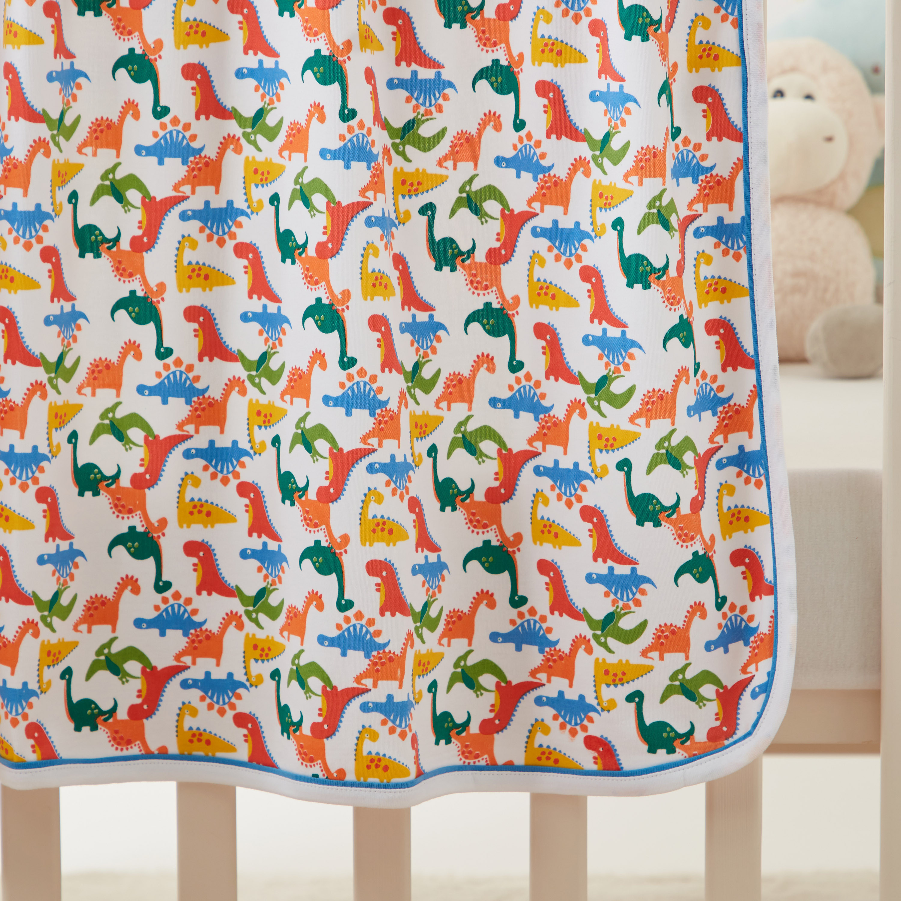 Juniors All-Over Dinosaur Print Receiving Blanket - 80x80 cms-baby-nursery-blanketsandswaddles-receivingblankets-image-3