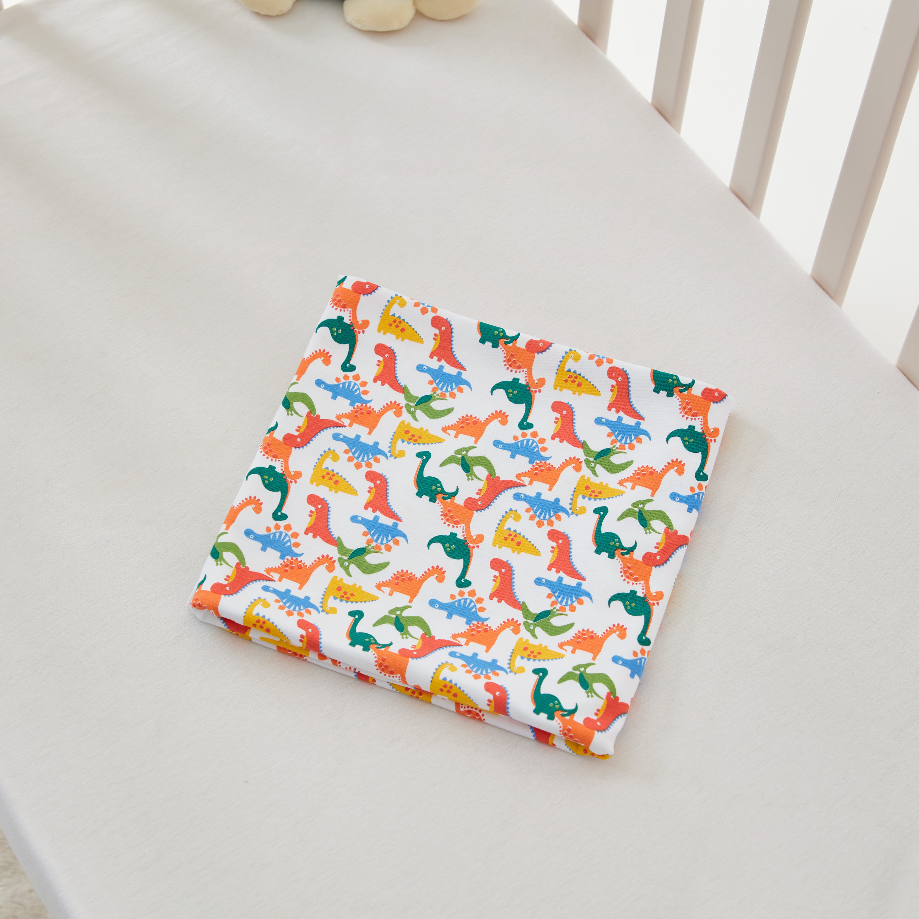 Juniors All-Over Dinosaur Print Receiving Blanket - 80x80 cms-baby-nursery-blanketsandswaddles-receivingblankets-image-4