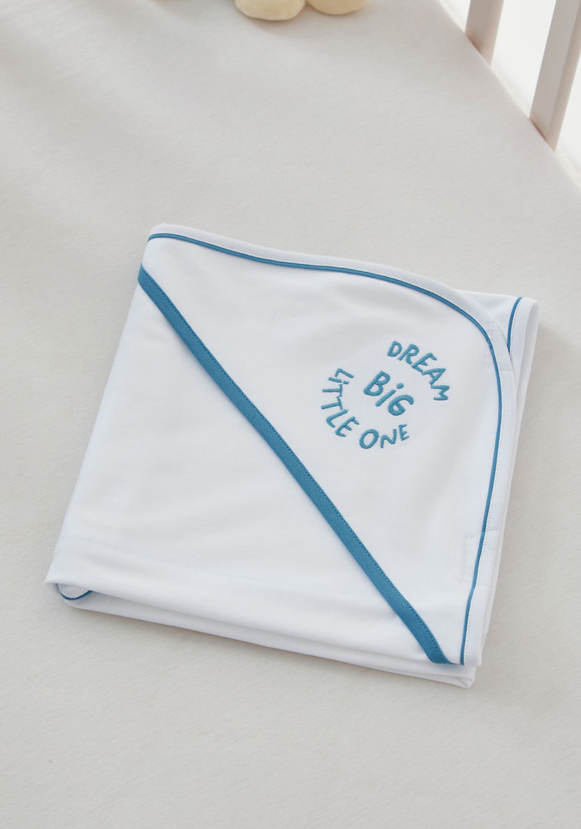 Juniors Embroidered Receiving Blanket with Hood - 80x80 cms-Receiving Blankets-image-3