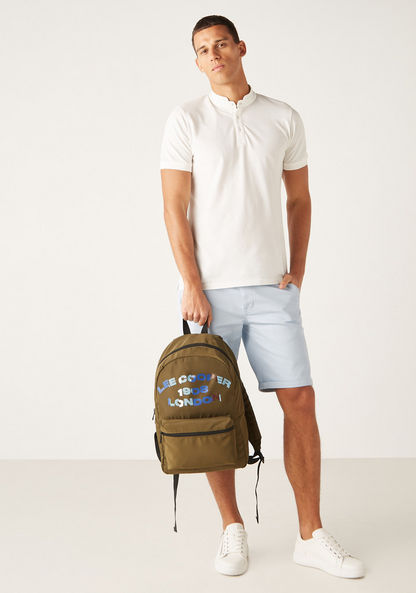 Lee Cooper Printed Backpack with Adjustable Shoulder Straps-Men%27s Backpacks-image-4