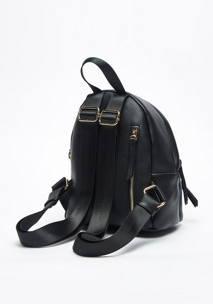Missy Solid Backpack with Chain Accent and Adjustable Shoulder Straps