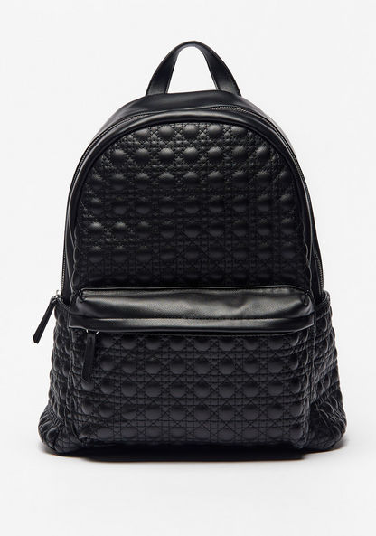 Missy Quilted Backpack with Shoulder Straps and Zip Closure-Women%27s Backpacks-image-1