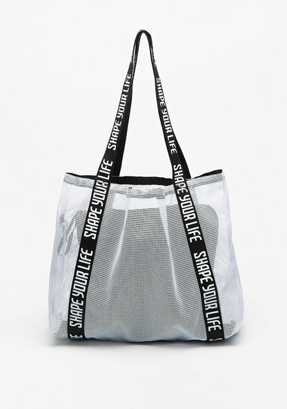 Missy Printed Handle Mesh Shopper Bag with Storage Pouch