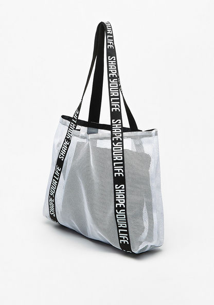 Missy Printed Handle Mesh Shopper Bag with Storage Pouch
