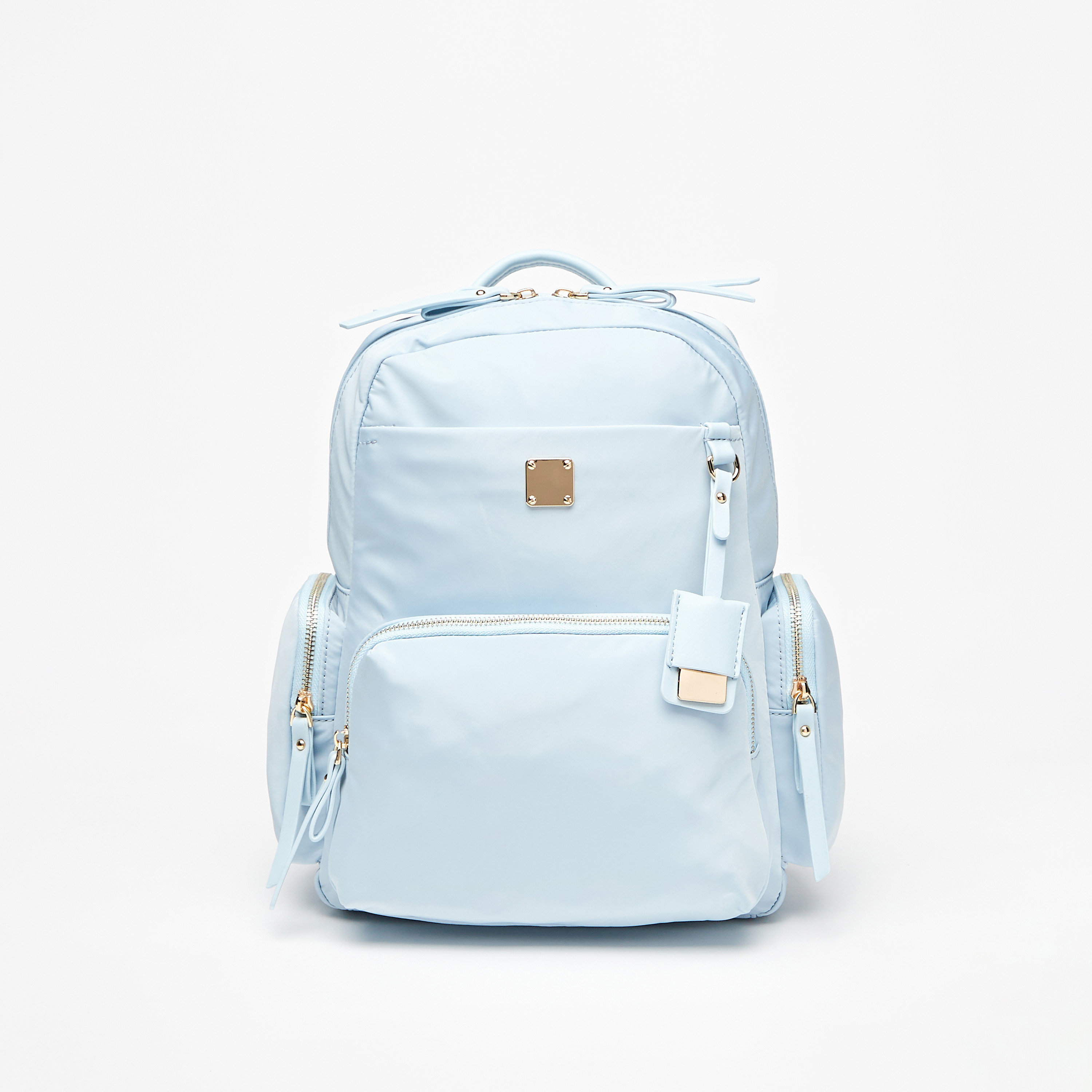 Buy Missy Solid Backpack with Adjustable Straps and Zip Closure Online ...