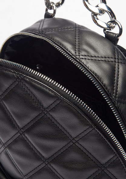 Missy Quilted Backpack with Chunky Chain Detail and Shoulder Straps