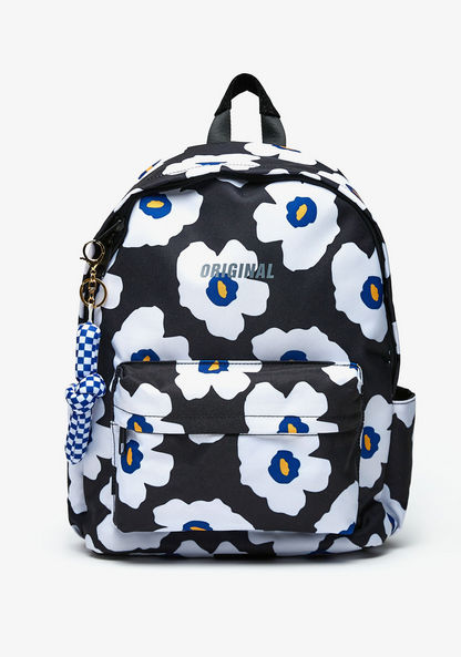 Missy Floral Print Backpack with Charm Keyring