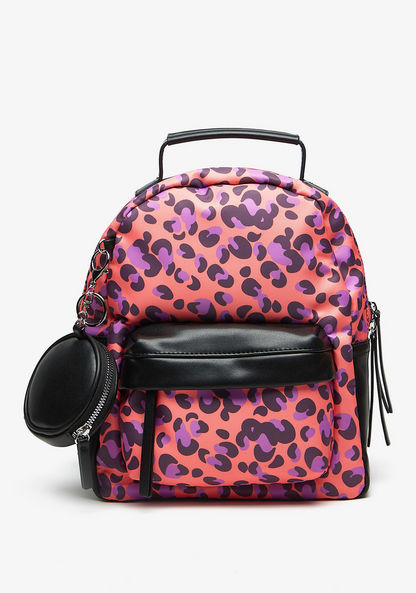 Missy Leopard Print Backpack with Pouch and Adjustable Straps
