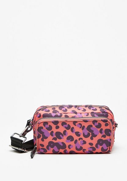 Missy Leopard Print Crossbody Bag with Adjustable Strap and Zip Closure-Women%27s Handbags-image-0