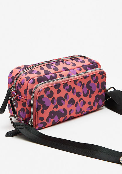 Missy Leopard Print Crossbody Bag with Adjustable Strap and Zip Closure-Women%27s Handbags-image-2