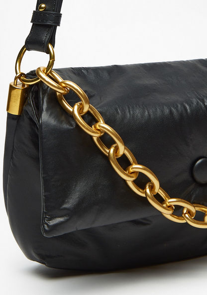 Haadana Padded Shoulder Bag with Chunky Chain Detail and Single Strap