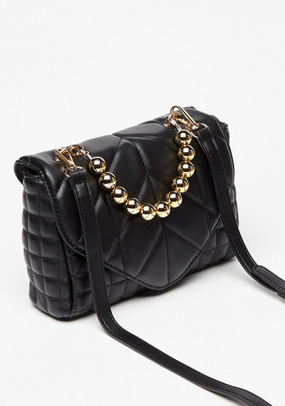 Haadana Quilted Satchel Bag with Chainlink Accent-Women%27s Handbags-image-2