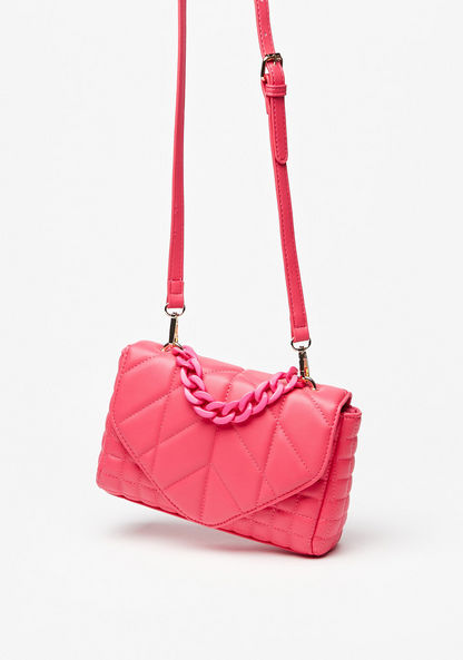 Haadana Quilted Satchel Bag with Chainlink Accent