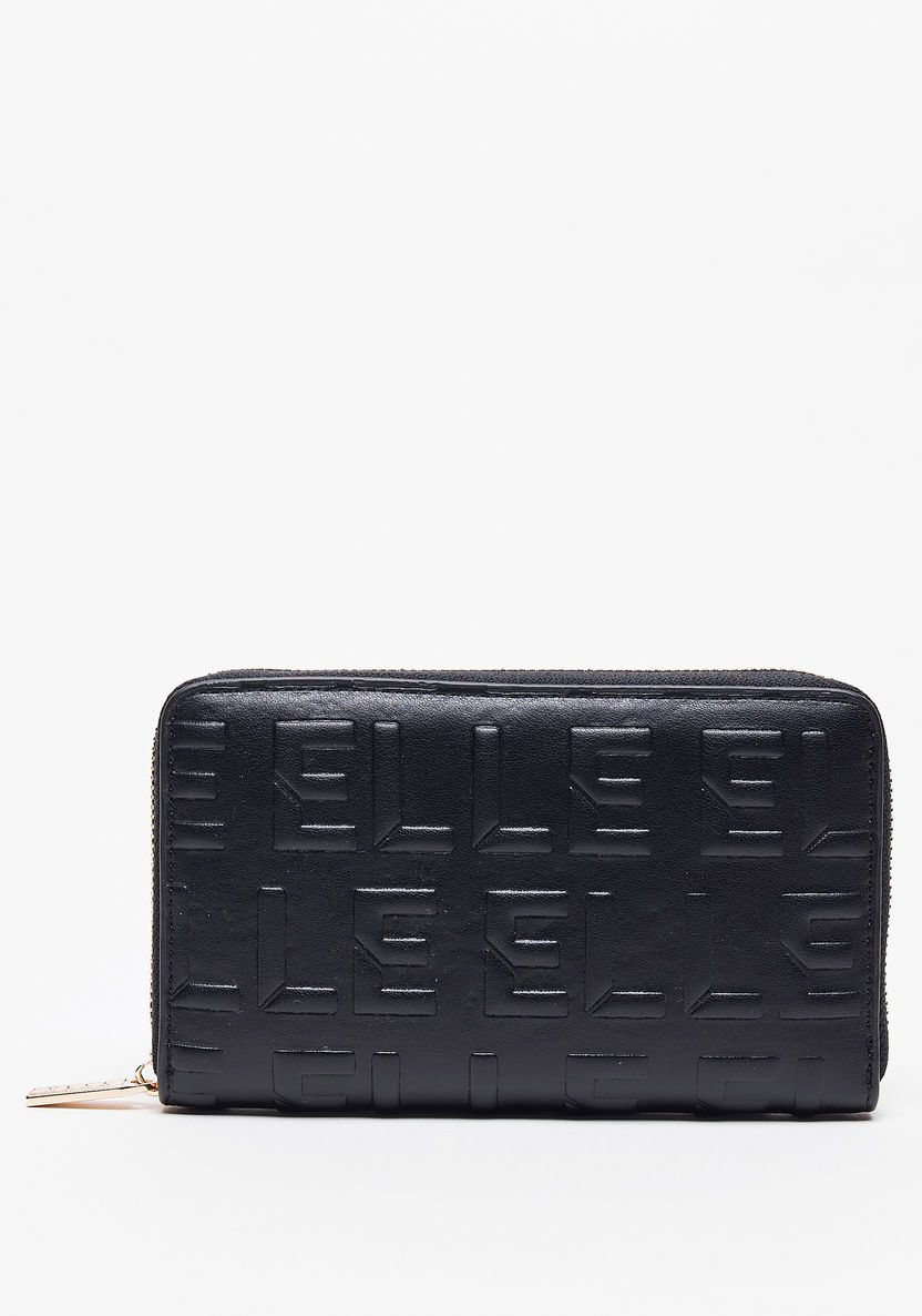Elle Textured Zip Around Wallet-Wallets and Clutches-image-0