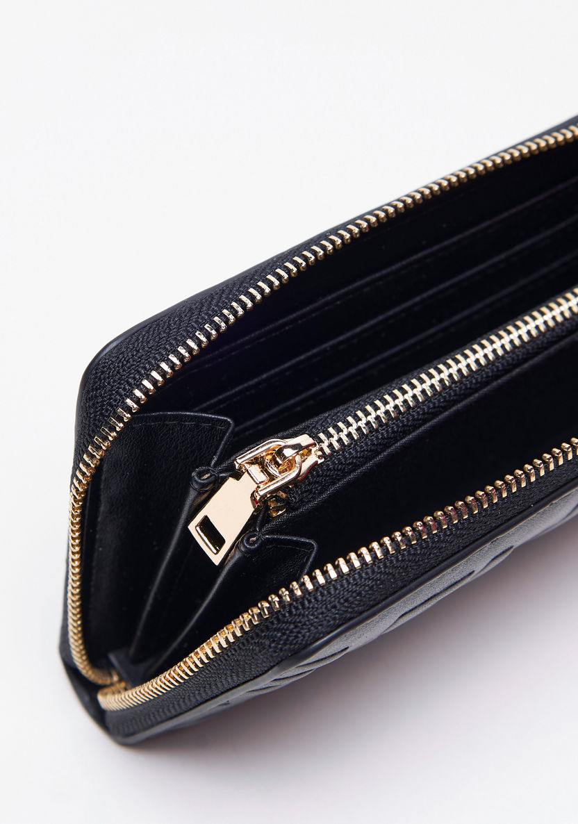 Elle Textured Zip Around Wallet-Wallets and Clutches-image-3