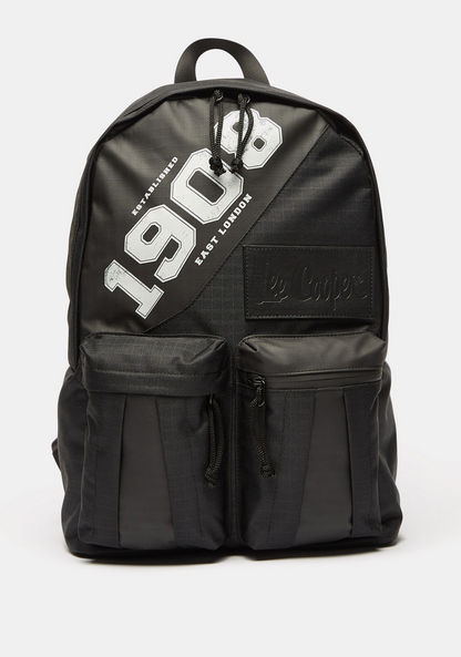 Lee Cooper Printed Backpack with Adjustable Straps and Zip Closure-Men%27s Backpacks-image-0