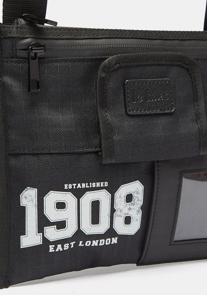 Lee Cooper Printed Crossbody Bag with Buckle Strap-Men%27s Handbags-image-2