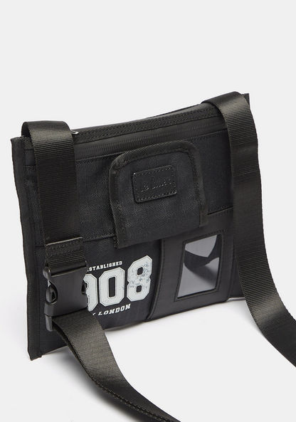 Lee Cooper Printed Crossbody Bag with Buckle Strap-Men%27s Handbags-image-3