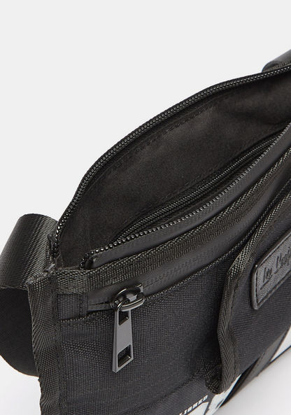 Lee Cooper Printed Crossbody Bag with Buckle Strap-Men%27s Handbags-image-4
