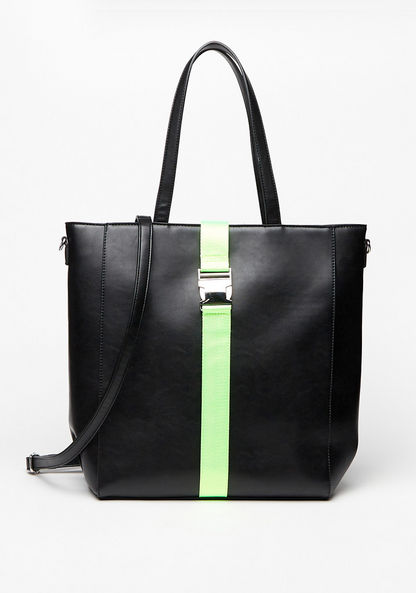Missy Solid Tote Bag with Detachable Strap and Zip Closure