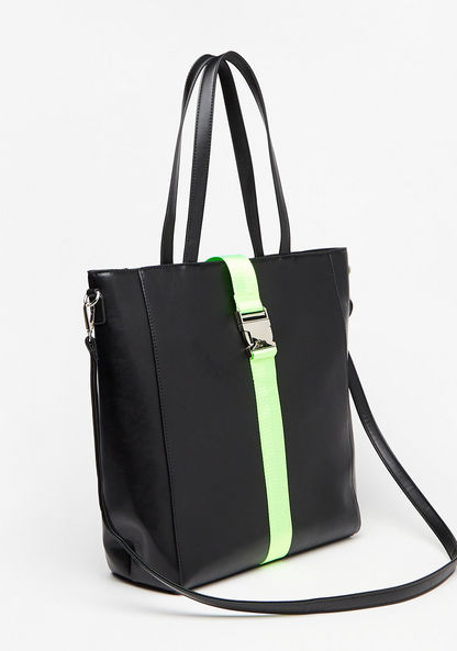 Missy Solid Tote Bag with Detachable Strap and Zip Closure