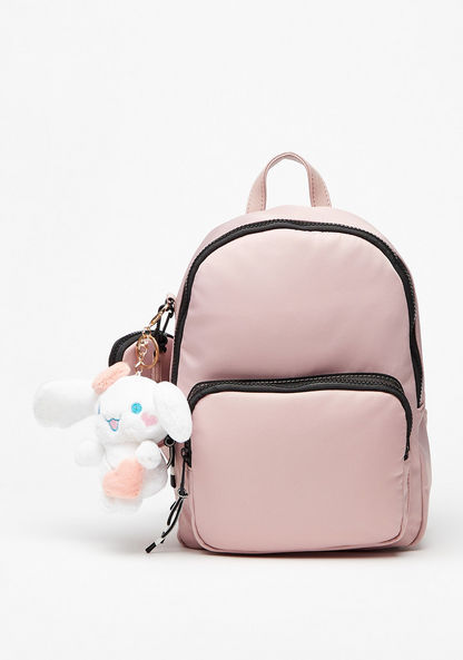 Missy Solid Backpack with Adjustable Shoulder Straps and Soft Toy