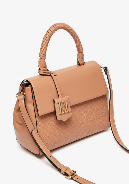Elle Monogram Embossed Satchel Bag with Detachable Strap and Handle-Women%27s Handbags-image-3