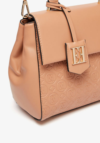 Elle Monogram Embossed Satchel Bag with Detachable Strap and Handle-Women%27s Handbags-image-4