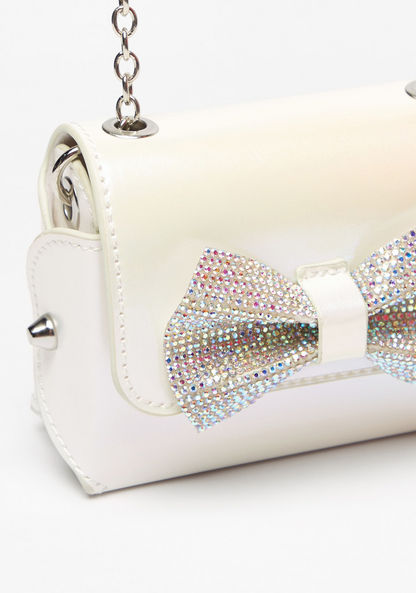 Little Missy Bow Embellished Crossbody Bag with Chain Strap