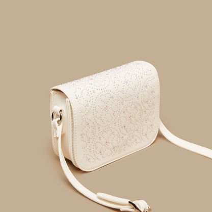 Little Missy Pearl Embellished Crossbody Bag with Adjustable Strap-Girl%27s Bags-image-1