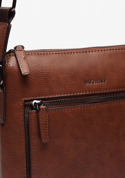 Duchini Textured Crossbody Bag with Adjustable Sling and Zip Closure-Men%27s Handbags-image-2